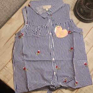 Hayden Girls Blue and White Striped Button Down Shirt